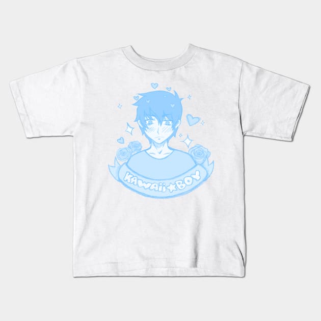 kawaii boy ! blue Kids T-Shirt by tacothomas